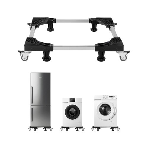 Waschmaschine Sockel Untergestell 500 Kg Tragkraft, Mobile Basis Mit Feststellbaren Zwillingsrädern & 4 Bremsen, 69,85-89,9 Cm Verstellbarer Möbelwagen Für Waschmaschine, Kühlschrank & Trockner