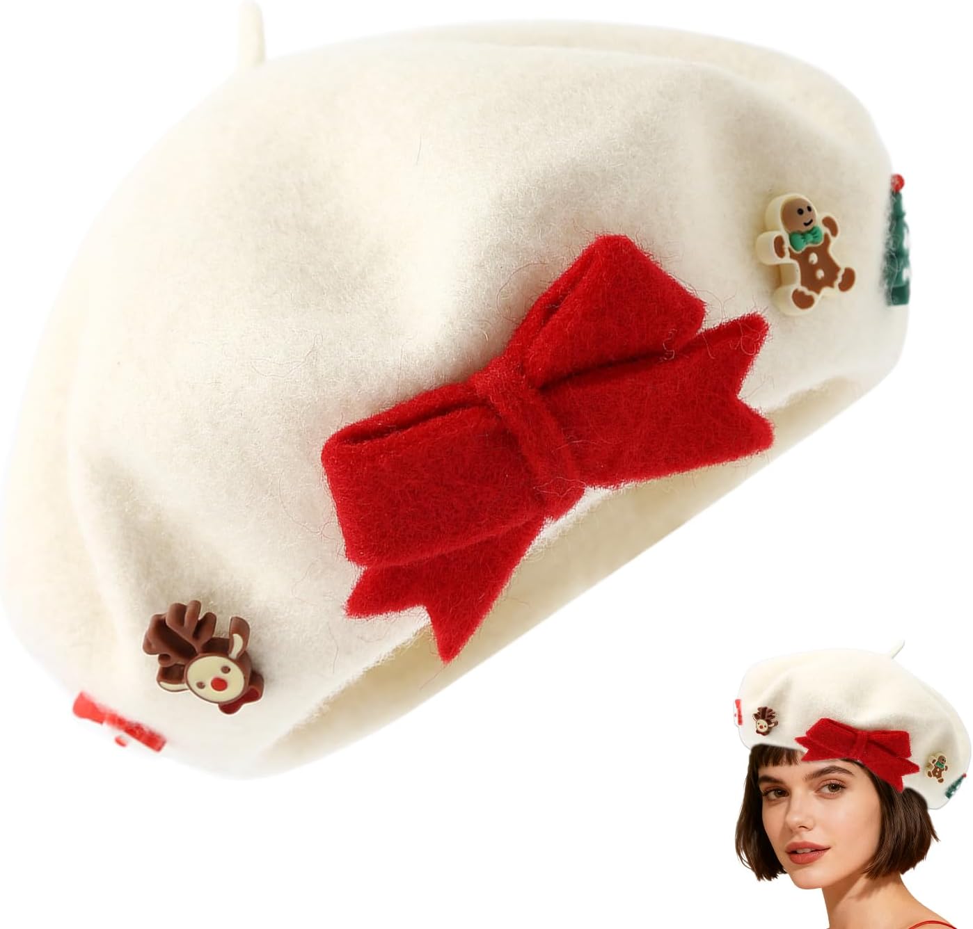 Weihnachtsmütze - Warme Kopfbedeckung Vintage Weihnachtsmütze Für Frauen, Winterparty Urlaub, Thanksgiving Neujahrs-kostüm Cosplay Party
