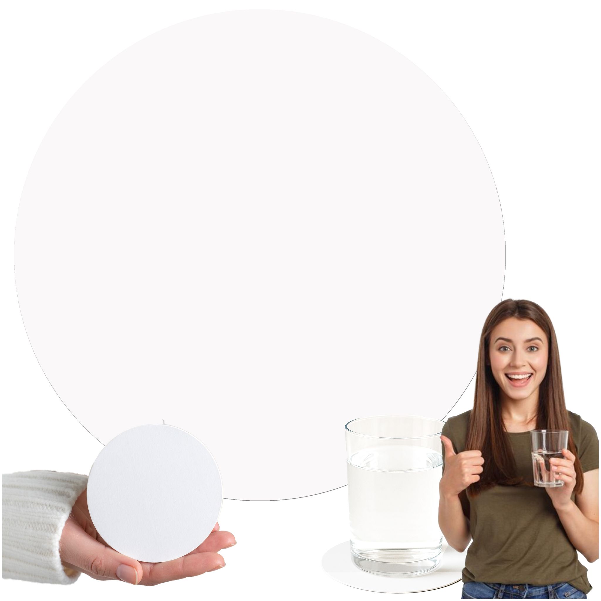 Weißer Untersetzer Für Glas, Tasse, Teebecher, 10 Cm, Aus Hdf, Rund, 1 Stück