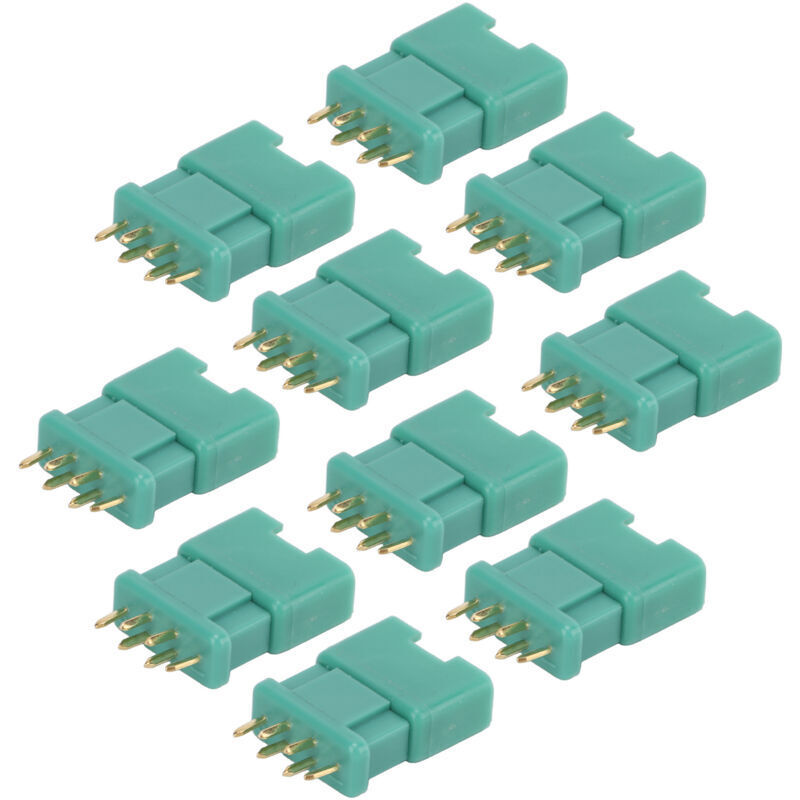10 Stück Mpx-modell Sechskant-batteriestecker, Grün, Vergoldete Kupferbuchse, Nylon-ummantelung