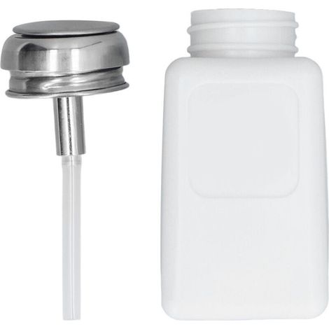 200-ml-antistatikflasche (quadratisch) Mit Pumpspender, Edelstahldeckel Und Esd-schutz, Weiß