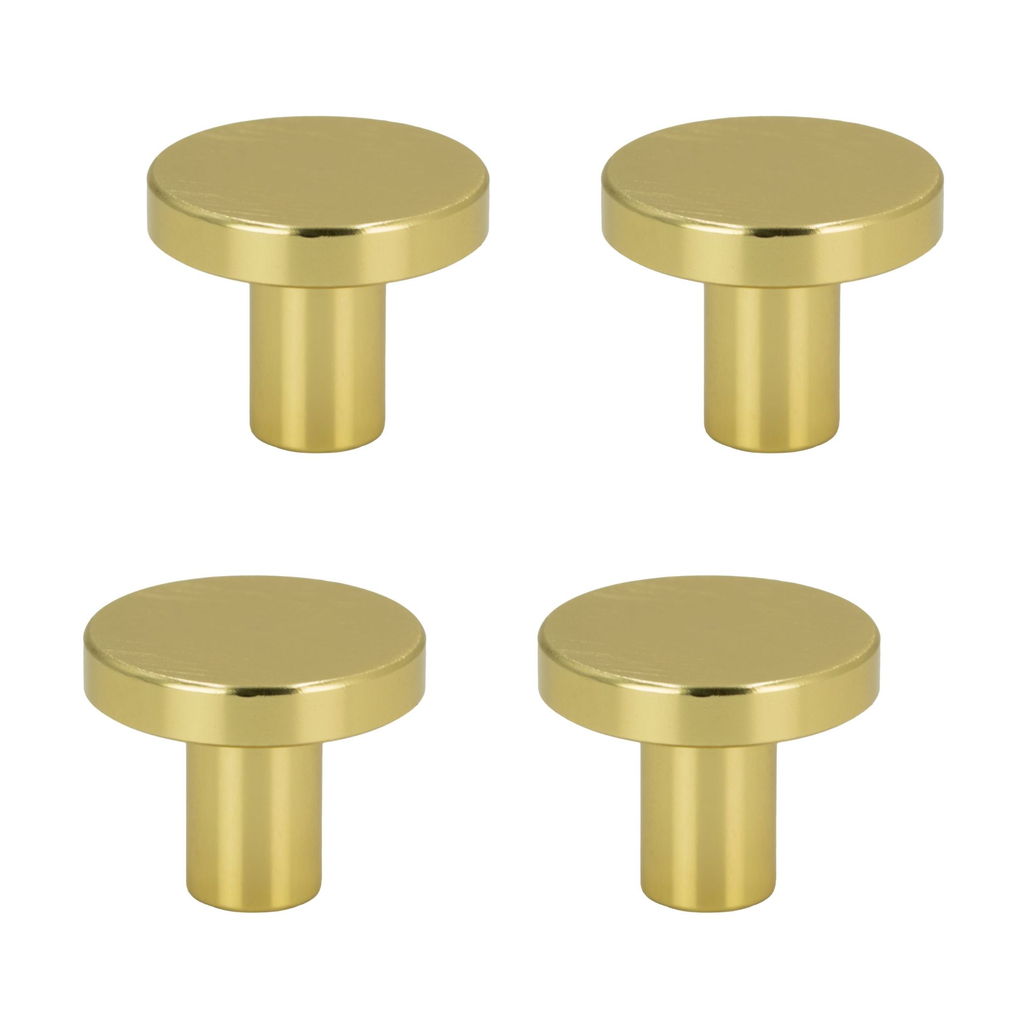 4 Runde Möbelknöpfe, Metall, 2,5 Cm, Gebürstetes Gold