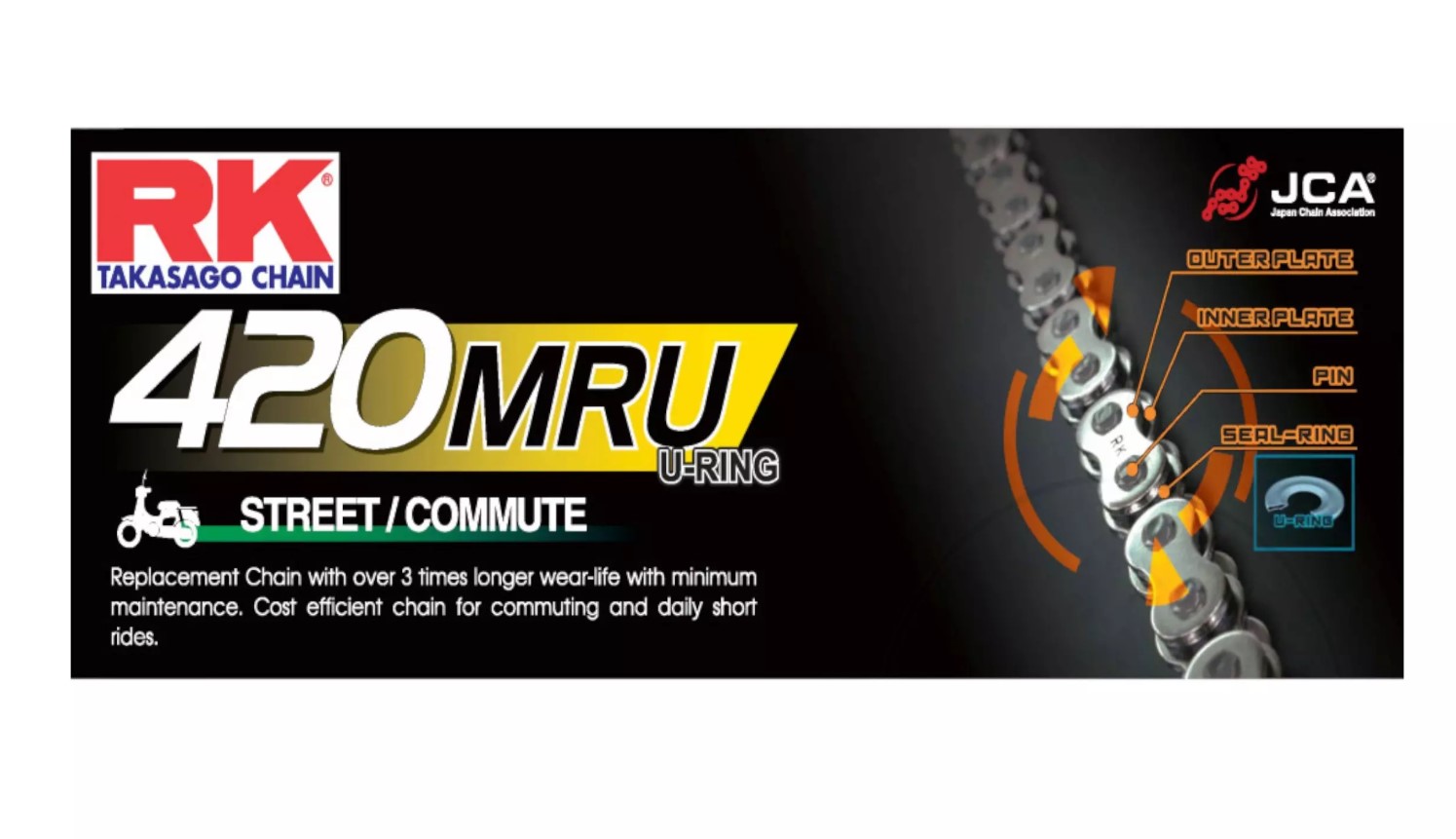 Rk Antriebskette 420mru-142 (u-ring) Clip (cl) Inklusive Standardfarbe (kapazität: Bis Zu 450 Ccm) (35,6 Kn)