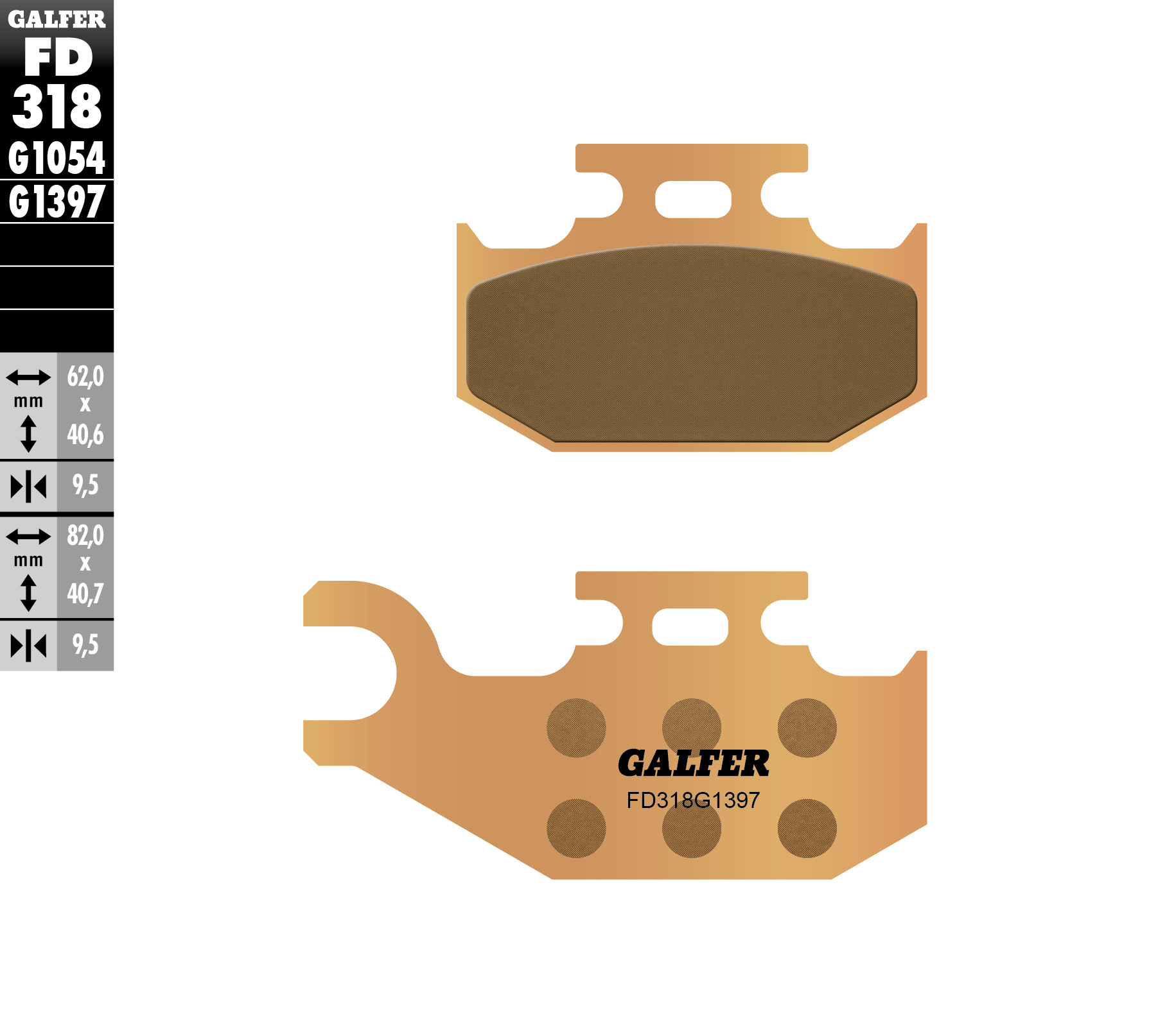 Galfer Bremsbeläge Kh317/414 Sintermetall (gold) Für Atv Bombardier, Can-am, Suzuki