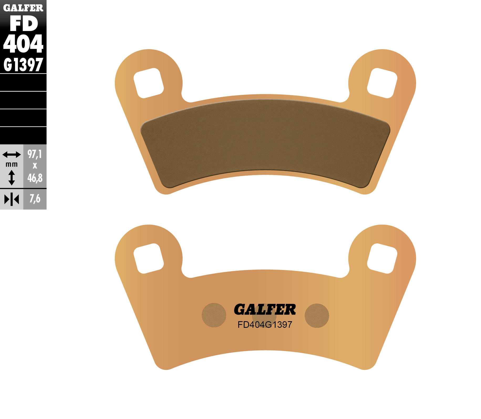 Galfer Kh456 Bremsbeläge Aus Sintermetall (gold) Für Atv Polaris Vorderachse