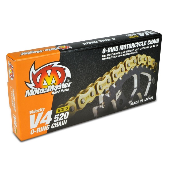 Moto-master Antriebskette V4-520g O-ring Goldkette Antriebskette Goldfarbe (120 Glieder, Clip Inklusive)