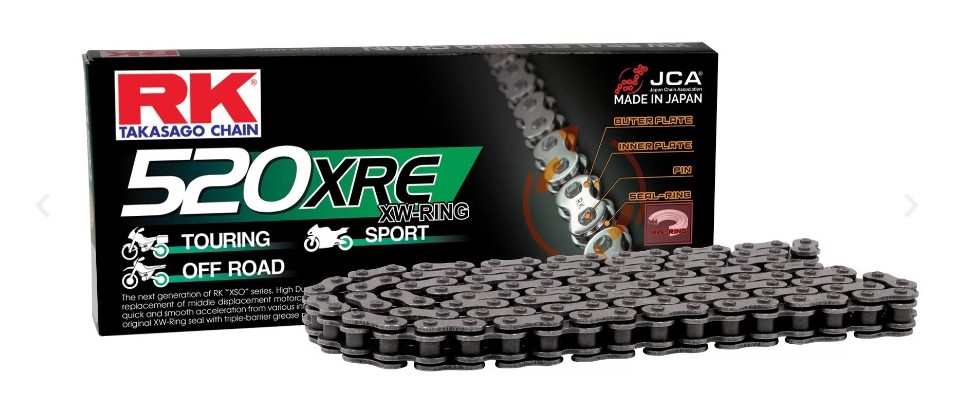 Rk Antriebskette 520xre-108 (xw-ring) Mit Stollen (clf), Standardfarbe Inklusive (tragfähigkeit: Bis Zu 800 Ccm) (36,5 Kn)