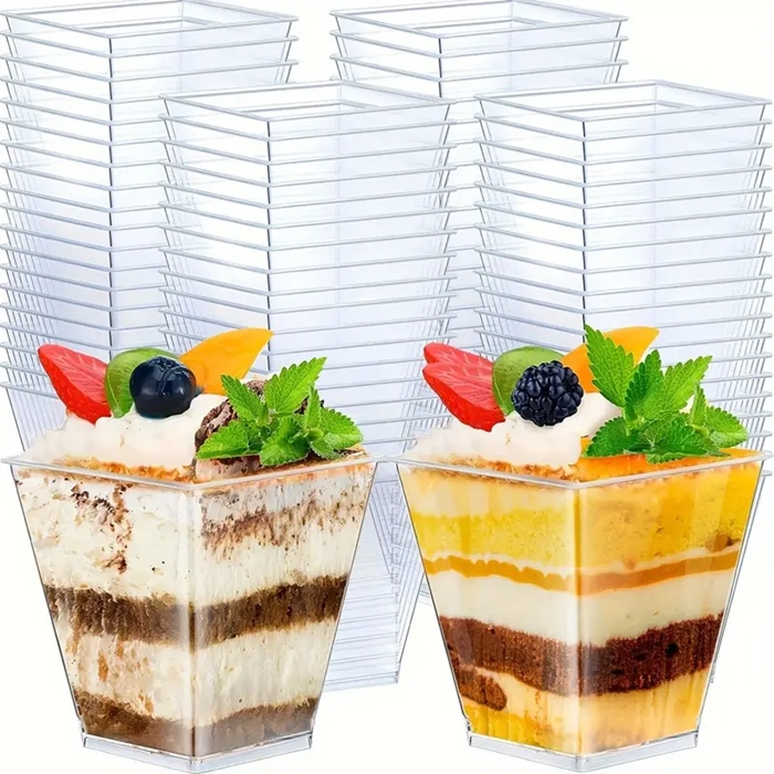 Quadratische Dessertbecher, 60 Ml, 50 Stück, Für Snacks Und Desserts