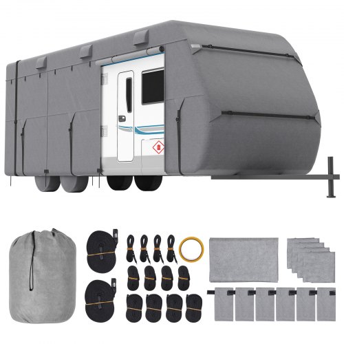 Wohnwagen-schutzhülle Für 5,5-6,1 M Wohnwagen, Wohnwagenabdeckung Aus Vliesstoff Wasserdicht Winddicht Sonnenbeständig, Universal-wohnwagenhülle Mit Aufbewahrungstasche Reparaturflicken Gurten