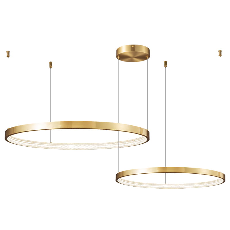 Zing Ring Double 60 B - Led-kronleuchter 60 Cm, Zwei Ringe, Goldfarbenes Messing