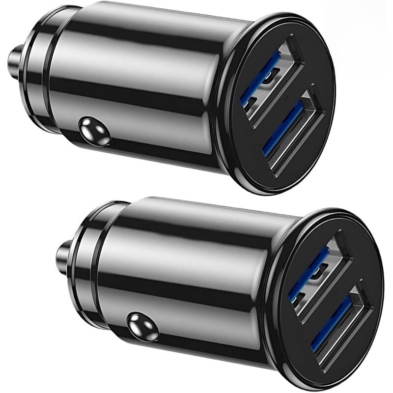(schwarz)2er-pack Ultrakompakte 2-port-usb-kfz-ladeadapter, 5 V/3,1 A, Aluminiumlegierung, Schnellladefunktion Für Iphone 16/15/14/13/pro Max, Android, Huawei