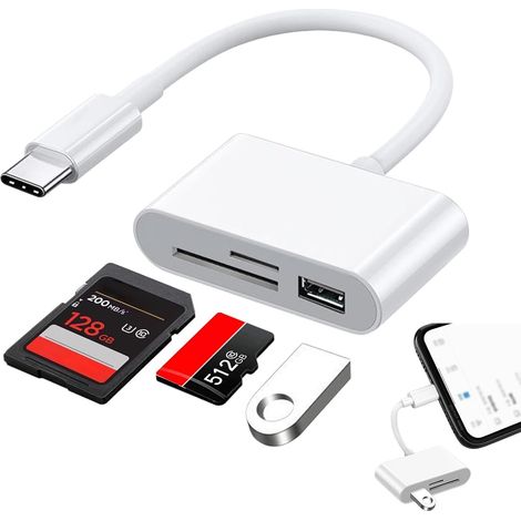 Usb-c Sd-kartenleser, Sd-kartenleser, Usb-c Sd Mit Zwei Steckplätzen Für Sd/tf, Micro-sdxc, Iphone/ipad/android/macbook Pro/air/galaxy, Usb-c-zu-usb-kamera-speicheradapter