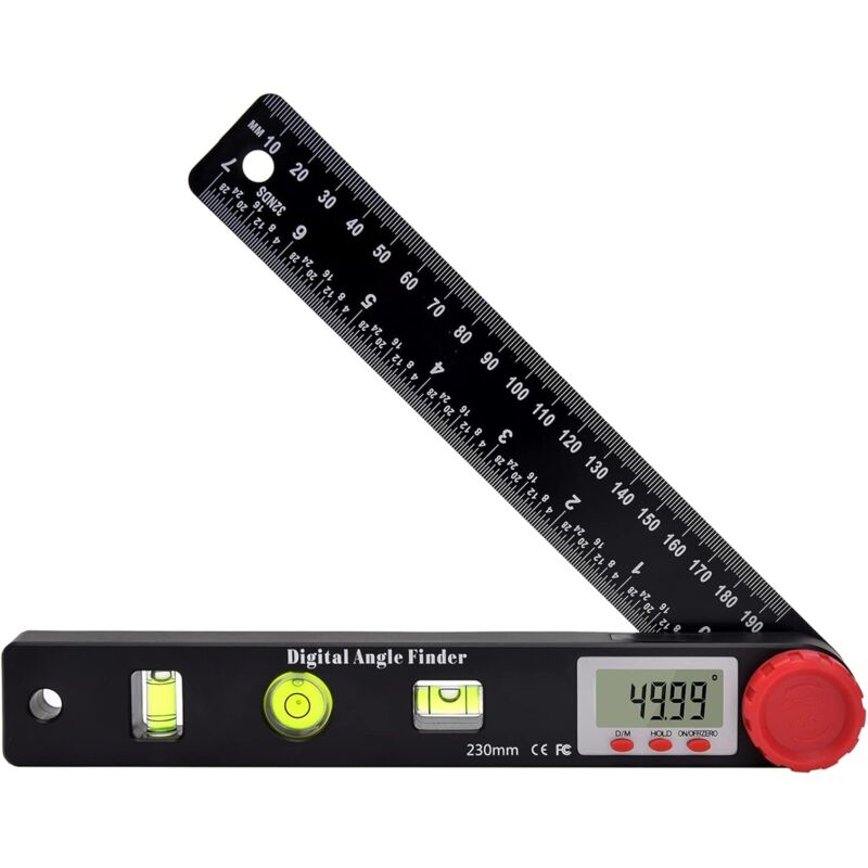 Digitaler Winkelmesser Mit Wasserwaage, Digitalem Goniometer, 230 Mm, 360°-winkelmesser Mit Vertikaler Und Horizontaler Kreislibelle, Lcd-bildschirm Und Doppelskala