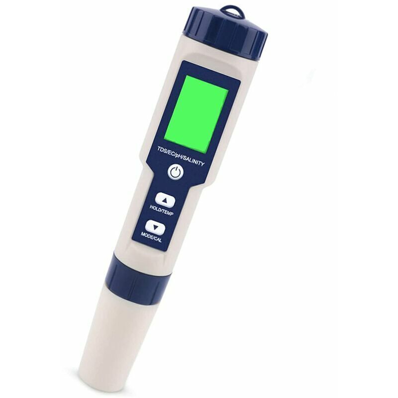 Elektronischer 5-in-1-ph-meter-tester, Misst Ph-wert, Tds, Ec-salzgehalt Und Temperatur, Wasserqualitätstester, Lcd-bildschirm Und Ablesegenauigkeit, Für Trinkwasser, Aquarien, Schwimmbäder Usw.