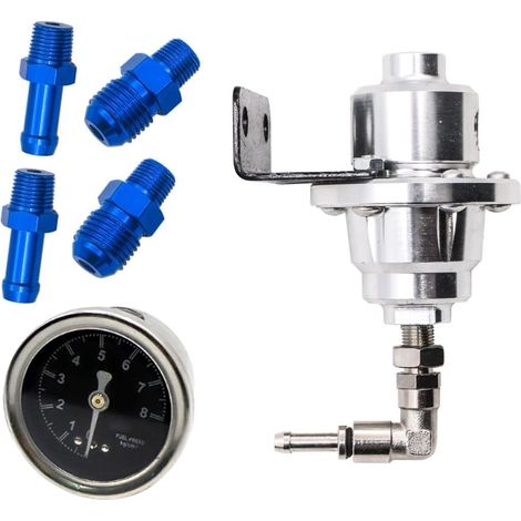 Flüssigkraftstoffdruckregler Mit 4 Anschlüssen, Einstellbares Universal-kraftstoffdruckregler-set, Kompatibel Mit Den Meisten Pkw Und Lkw – Silber