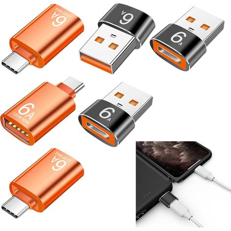 6-teiliger Usb-c-auf-usb-a-otg-adapter – Usb-a Auf Usb-c – Typ-c-buchse Auf Usb-a-stecker – Schnellladen Und Datensynchronisierung, Kompatibel Mit Iphone 17 Pro Max, Air, Macbook Air, Ipad, Galaxy S25