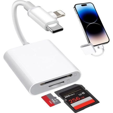 Sd-kartenleser Für Iphone [apple Mfi-zertifiziert], 2-in-1 Lightning-usb-c-sd-kartenadapter Für Micro-sd-/sd-karten – Externer Speicherkartenleser Für Iphone, Ipad, Macbook, Samsung Und Kamera