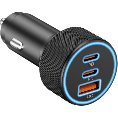67-w-usb-c-kfz-ladegerät, 3 Anschlüsse, Dual-usb-c/usb-a-pd/qc-schnellladeadapter, 12-v-schnellladung Für Iphone 17/17e/16/16e/15/14/13 Pro Max, Samsung S26/s25/s24/s23, Pixel