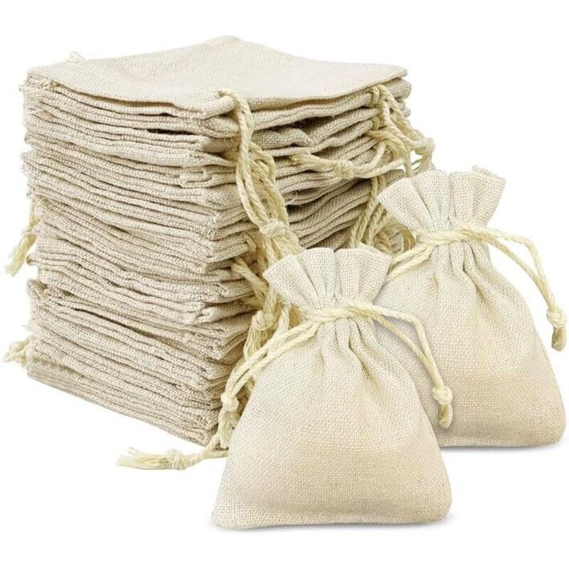 Set Mit 24 Kleinen Stoffbeuteln, 8 X 10 Cm Baumwollbeutel, Jutebeutel Mit Kordelzug, Wiederverwendbare Leinenbeutel Für Hochzeiten, Partys, Stoffbeutel Für Schmuck, Süßigkeiten