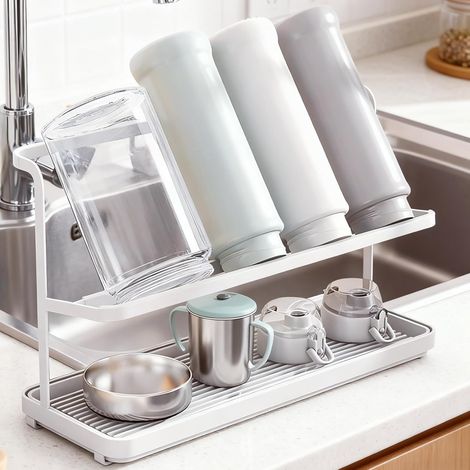 2-lagiger Flaschentrockner, Vertikaler Flaschentrockner Mit Herausnehmbarer Tropfschale, Platzsparend, Vielseitiger Babyflaschentrockner Für Flaschen, Becher Und Babyflaschen