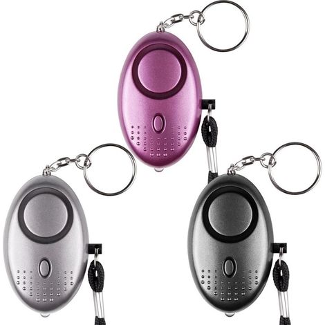 Persönlicher Notfallalarm [3er-pack] 140db Sicherheitsalarm-led-taschenlampe Für Kinder/frauen/senioren/studenten (schwarz + Silber + Lila)