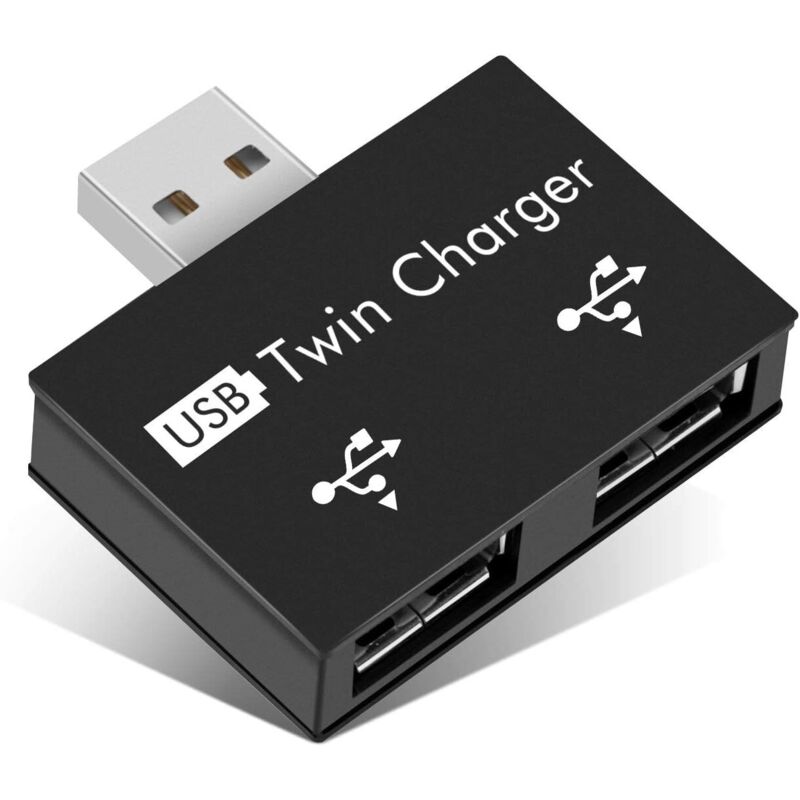 (schwarz) Usb2.0 2-port, Tragbarer 2-port-usb-hub, Stecker Auf Zwei Usb-buchsen-adapter Für Laptops Und Desktop-computer