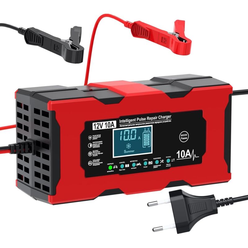 10a12v Autobatterie, Intelligentes Lifepo4-ladegerät Mit Mehrfachem Schutz, Lc-display, Für Auto, Motorrad, Lkw, Agm, Gel, Nass, Sl