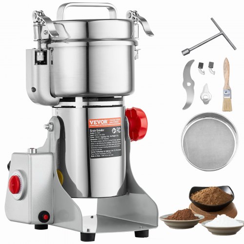 Elektrische Getreidemühle Hochgeschwindigkeits-gewürzmühle 500 G Mit 2000 W, Pulverisiermaschine Aus Edelstahl, Für Trockene Körner Gewürze Müsli Kaffee Mais Pfeffer Schwenktyp 22 X 19 X 36 Cm