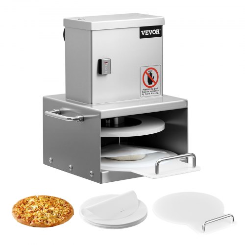 Elektrische Pizzateigpresse Mit 15,24 Cm Gebäck-pressplatte, Brotpresse Aus Edelstahl, Kommerzielle Formmaschine Mit Einstellbarer Dicke & 100 Stk. Pergamentpapier, Pizza-teigrolle