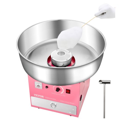 Elektrische Zuckerwattemaschine Kommerzielle Zuckerwattegeräte (1000 W) Mit 52 Cm Edelstahlschüssel & Zuckerlöffel & Schublade, Perfekt Für Kindergeburtstage Familienfeiern Partys Rosa