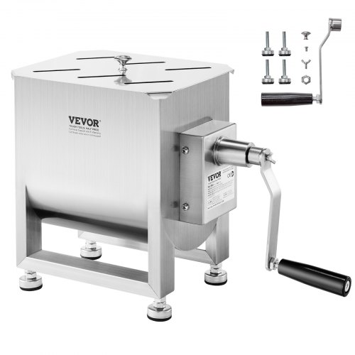 Manueller Fleischmischer 10 L Fleischverarbeitungsgerät (maximales Mischen Von 6,8 Kg Fleisch), Fleischmischer Aus Edelstahl, Wurstmischer Mit Untersetzungsgetriebe, Handmixer Für Hackfleisch