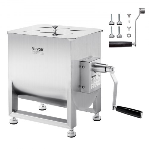 Manueller Fleischmischer 30 L Fleischverarbeitungsgerät (maximales Mischen Von 20,4 Kg Fleisch), Fleischmischer Aus Edelstahl, Wurstmischer Mit Untersetzungsgetriebe, Handmixer Für Hackfleisch