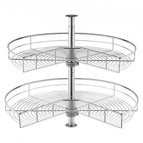 Nierenförmiger Chrom-eck-organizer 360° Drehbare Gewürzregal Organizer, 2-stufiges Höhenverstellbares Lagerregal (23 Kg Belastbar), Lazy Susan-ersatzregal Aus Karbonstahl Für Schrankecken