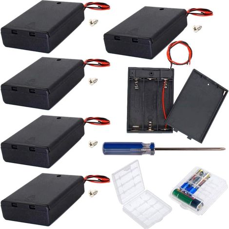 6er-packung Batteriehalter Für 3 Aa-batterien (4,5 V) Mit Ein-/ausschalter (3 Fächer), 2er-packung Batterieboxen Aus Kunststoff Für Aa- Und Aaa-batterien