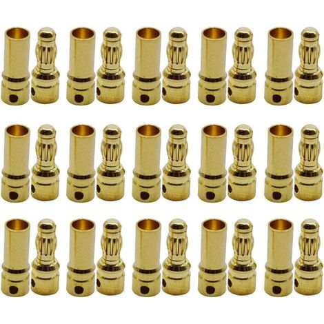 15 Paar Vergoldete 3,5-mm-bananenstecker (männlich/weiblich) Als Ersatz Für Rc-lipo-akkus