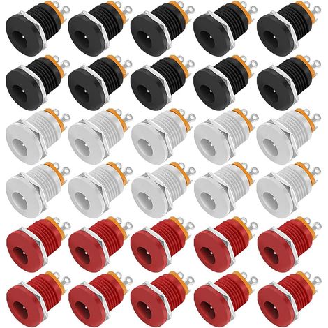 30 Stück Mini-12-volt-buchsenstecker 5,5 Mm X 2,1 Mm Für Netzteile, Lötstecker 5,5 X 2,1 Mm, 3-polige Dc-buchse Für Einbau In Schalttafeln