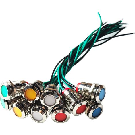 10 Stück Vorverdrahtete, Runde Led-anzeigeleuchten Aus Metall Für Schalttafeln, Wasserdichte 220-v-dc-signallampen Mit Kabel Für Elektronik-schalttafeln, Bedienfelder Und Elektrische Schaltungen, 12 M