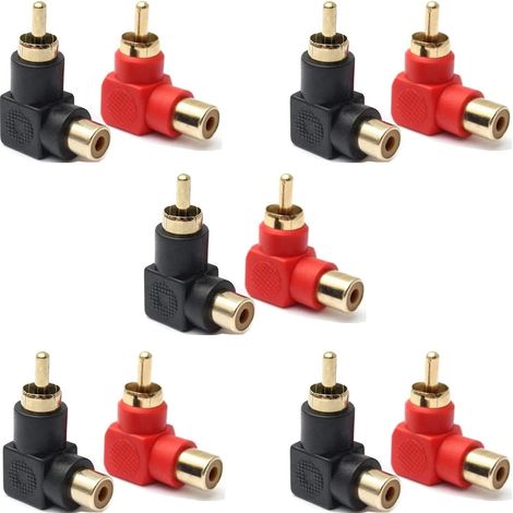 90°-winkel-rca-adapter – Vergoldete Winkelstecker Für Stereo-audio Oder Av-video (10 Stück)