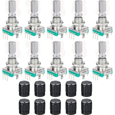 10 Stück Drehgeber Ec11 360-grad-drehgebermodul Digitales Audio-potentiometer 5-pin-drehgeberschalter Mit Tastenkappe Für Arduino