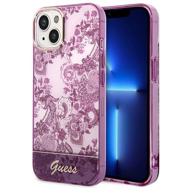 Iphone 14 Plus Guess Hartschalenetui Porzellan Fuchsia