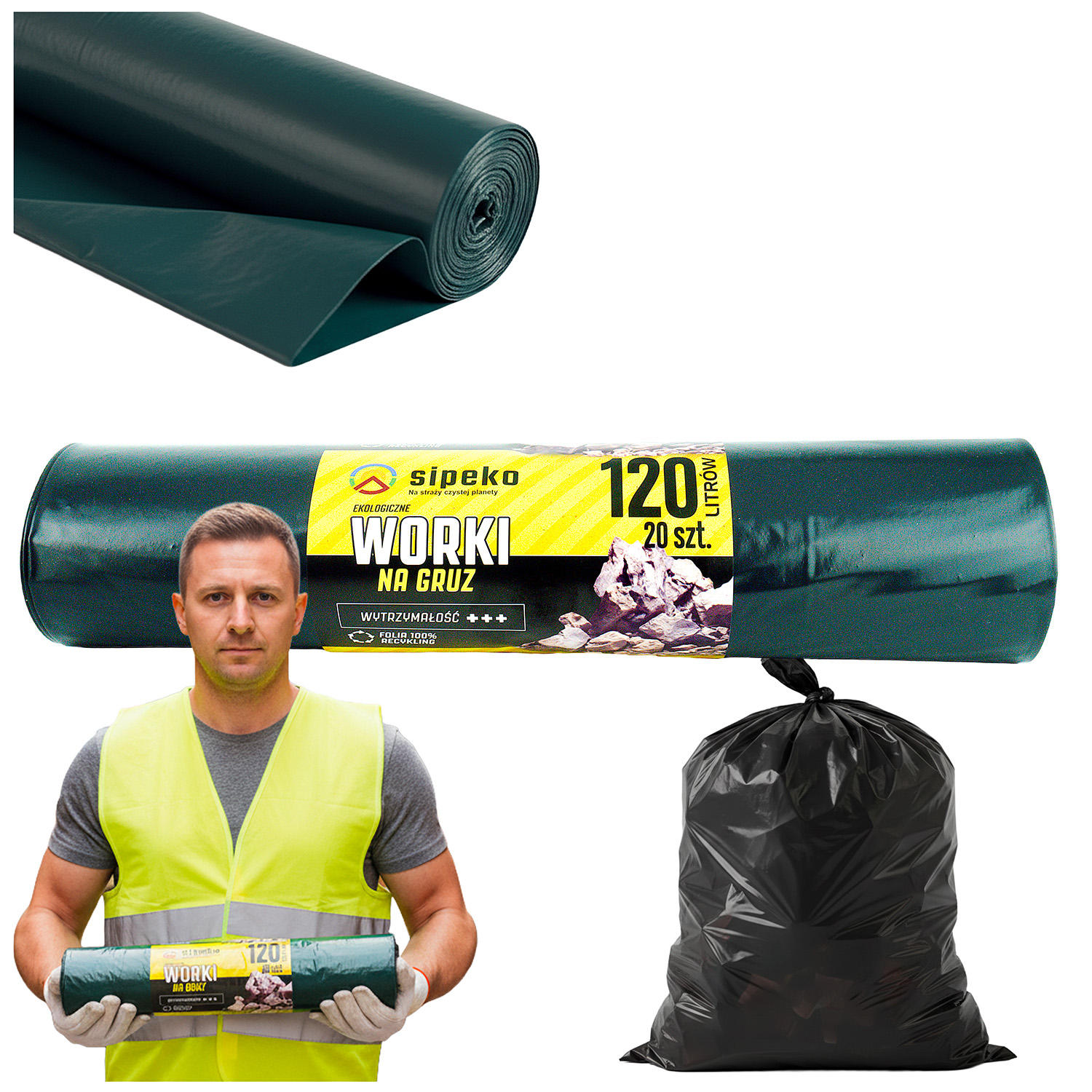 Bauschuttsäcke 120l Schwarz Ldpe A'20 Stück