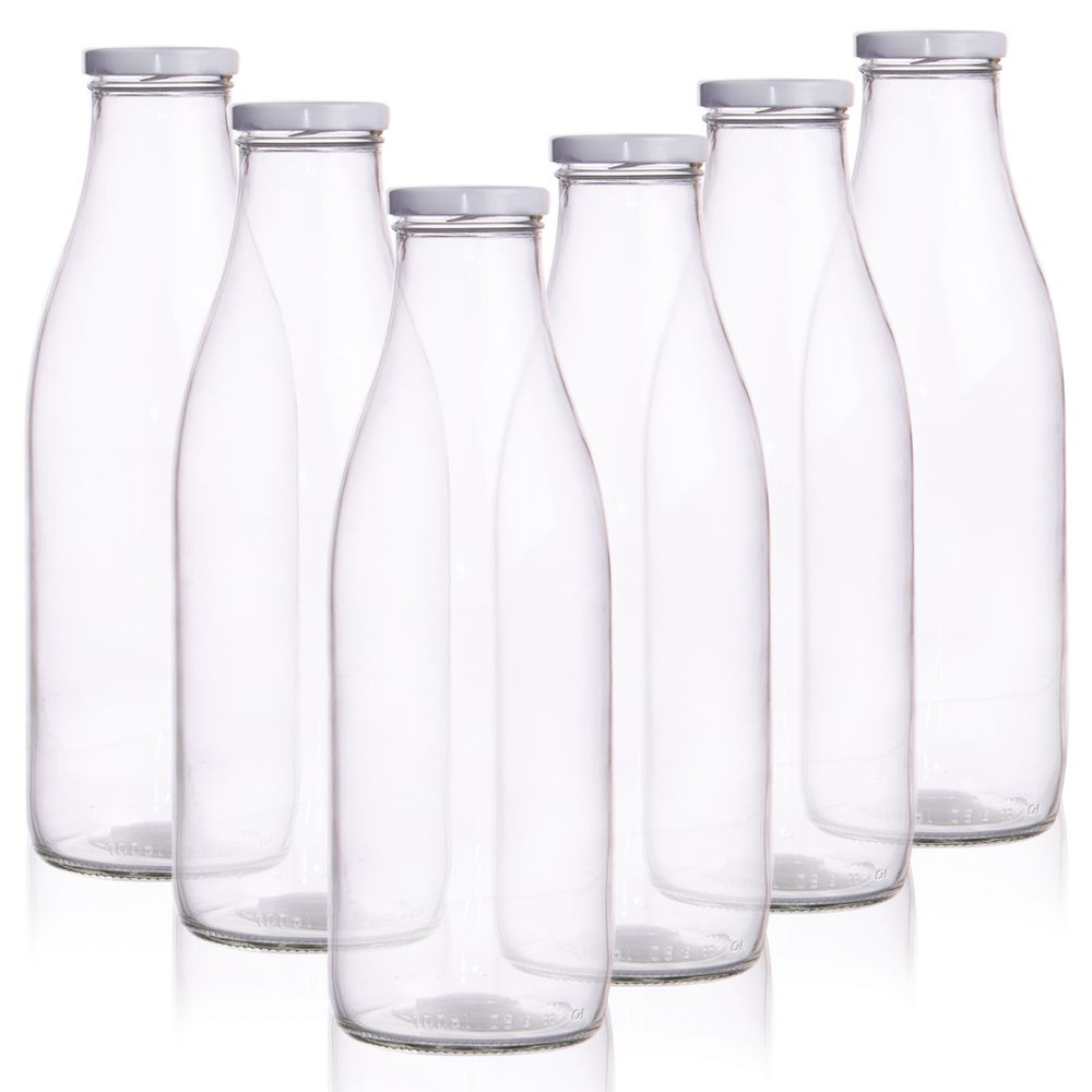 Glasmilchflasche 1 L 6 Stück.