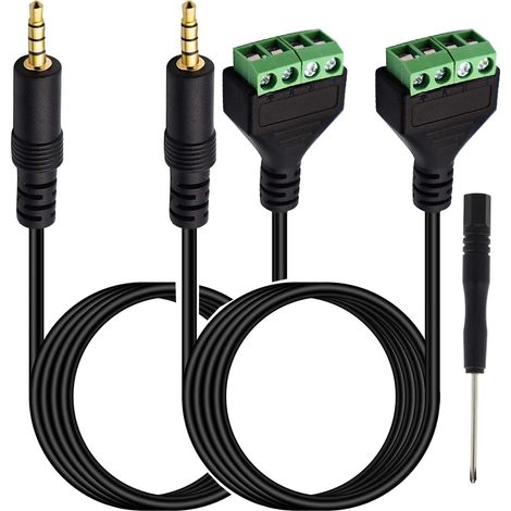 2 Stück 3,5-mm-klinkenstecker Mit 3,5-mm-schraubklemmenkabel, 3,5-mm-stereo-audio-trrs-stecker Auf 4-poligen/weiblichen Schraubanschluss-kopfhörerkabel Mit Balum-konverteradapter. (27 Cm)