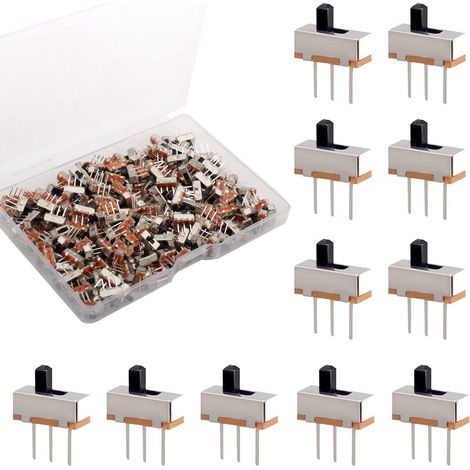 200 Stück Mini-schiebeschalter, 3-polig, 2 Positionen, 1p2t Spdt Mikro-vertikal-schiebeschalter, 0,5 A, 50 V Dc, 3 Mm, Für Diy-kleinelektronikprojekte