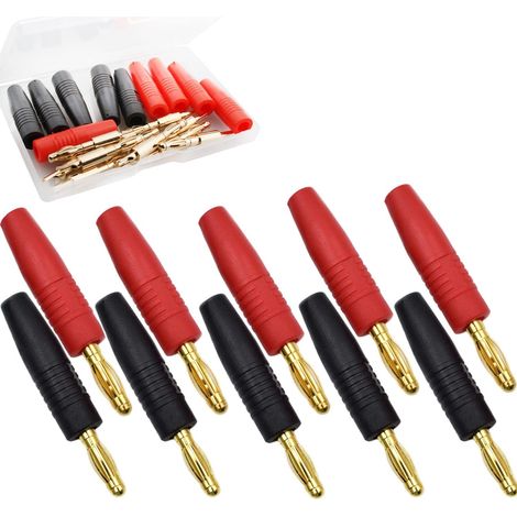 10-teiliges Bananenstecker-set, 4-mm-bananenstecker, Vergoldete Audio-lautsprecheranschlüsse Zum Anschluss Von Hifi-lautsprechern, Verstärkern, Receivern Und Stereoanlagen. Schwarz/rot