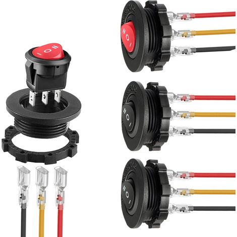 4-teiliges 12-v-wippschalter-set, Runde Wippschalter 6 A/250 V Ac, 10 A/125 V Dc, Spst, 3-polig, 3-positionen Ein/aus/ein-schalter Mit Wasserdichtem Gehäuse Für Pkw Und Lkw