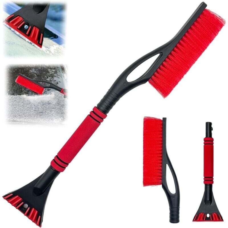 Auto-schneebürste, 2-in-1 Auto-schneebürste, Eiskratzer Und Schneebürste, Auto-eiskratzer Mit Besen, Für Auto-windschutzscheiben Und Autofenster (rot)