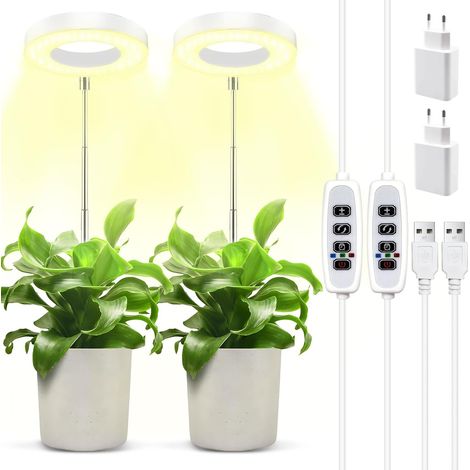 2er-set Pflanzenlampen, Vollspektrum-wachstumslampen, Höhenverstellbare Pflanzenlampen Mit Automatischem Ein-/ausschalttimer (3/9/12 Stunden), 9 Helligkeitsstufen, 3 Lichtmodi Für Zimmerpflanzen [klas