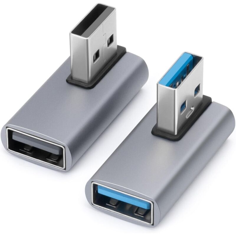 90-grad-usb-3.0-adapter (2er-pack), Usb-a-stecker Auf Buchse (links Und Rechts Abgewinkelt) Für Pc, Laptop, Usb-a-ladegerät, Powerbank