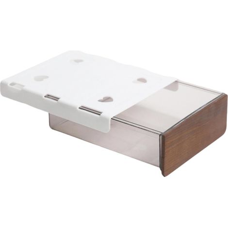 Schubladeneinschublade Mit Ausziehbarem Tablett, Kosmetikkoffer, Schiebeorganizer Mit Kleberückseite, Dunkles Holz